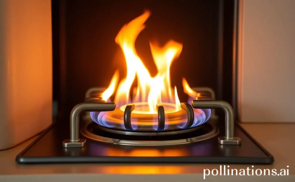 Natural gas heater with flames and warmth effect
