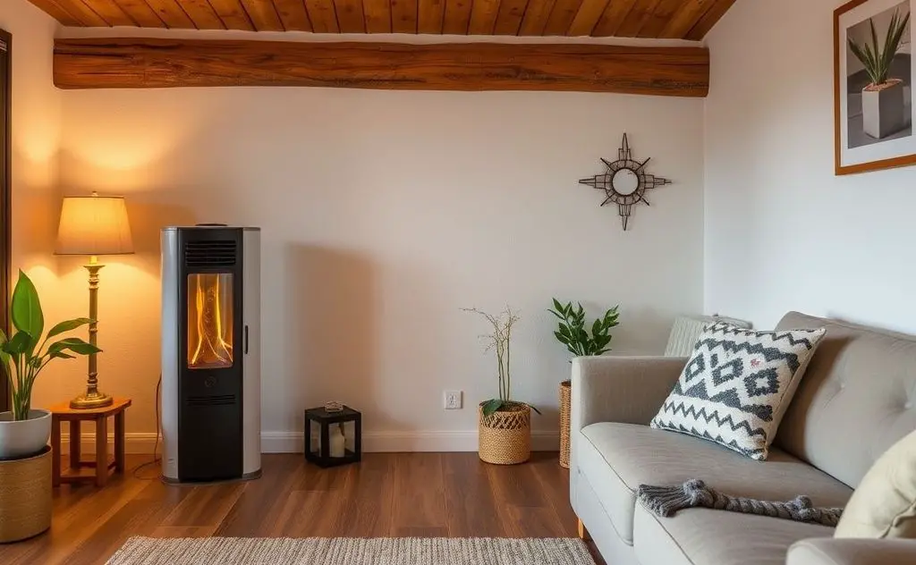 Natural gas heater in a cozy living space setting