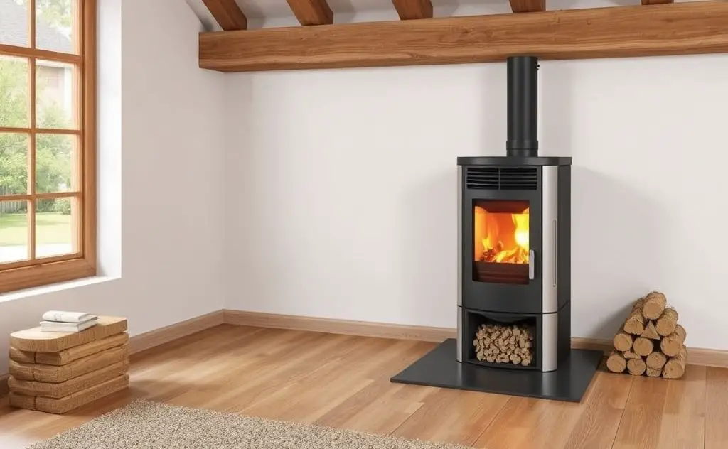 Efficient pellet stove for maximum heat output