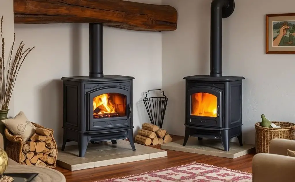Top-rated wood burning stoves in a cozy setting