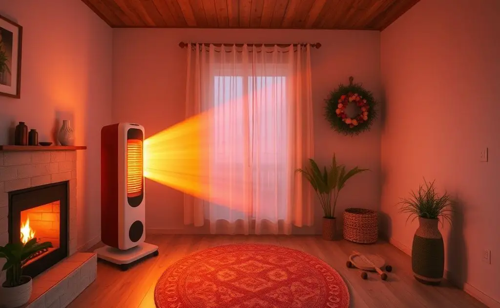 Radiant heater warming a cozy indoor space
