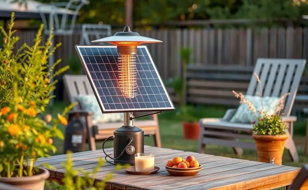 Portable solar heater in a cozy outdoor setting