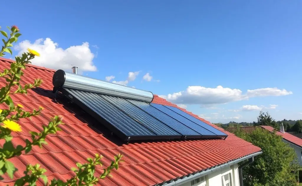 Solar air heater installation on a sunny home roof