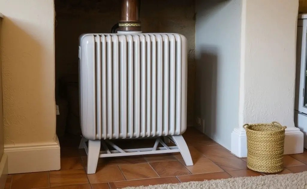 Vented gas heater in a cozy home setting