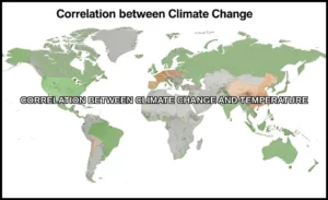 Correlation between climate change and temperature
