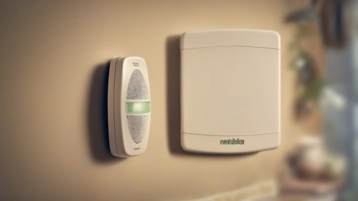 A carbon monoxide detector installed on a kitchen wall