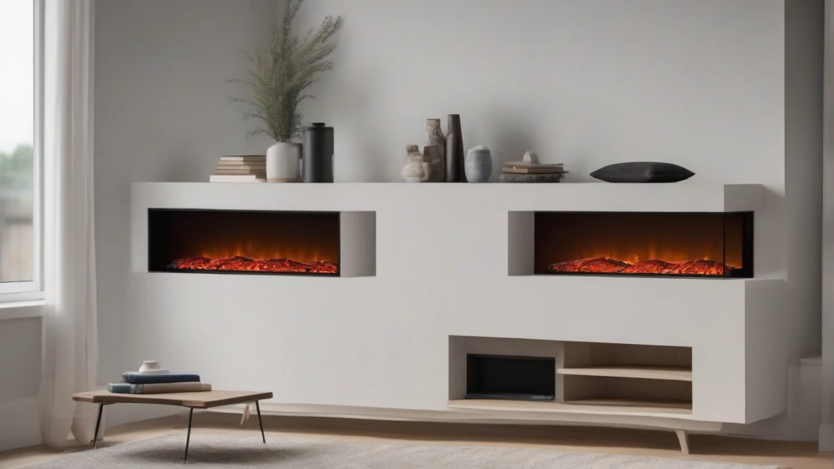 An electric fireplace installed with proper clearance from walls and furniture.