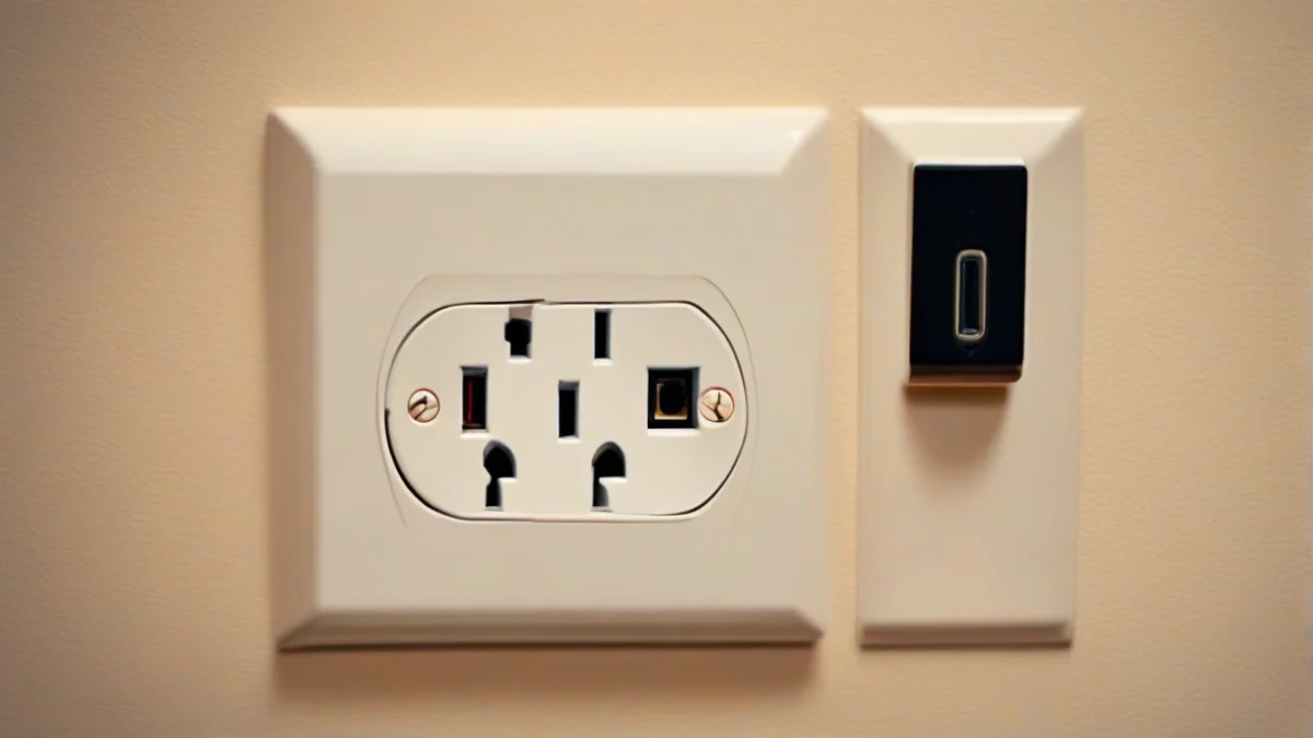 A wall outlet with a plug from the Cadet Energy Plus heater