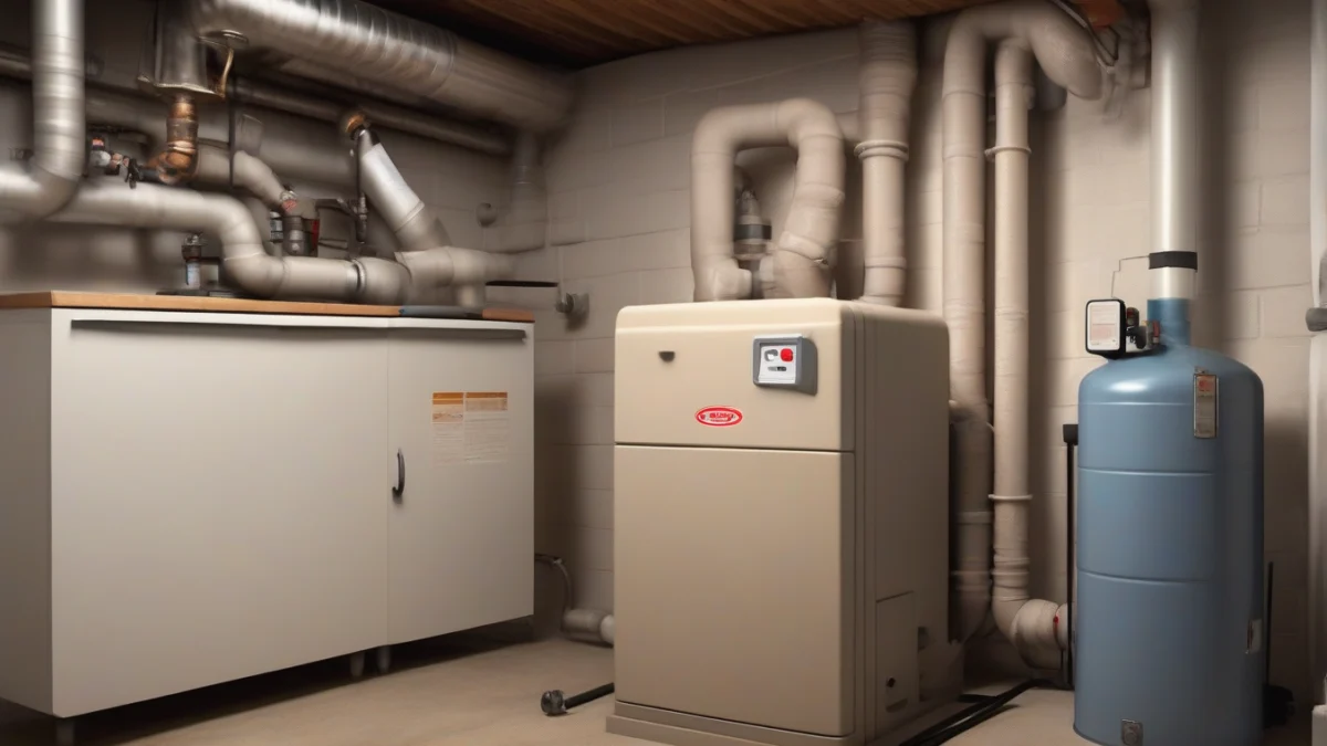 a home heating oil furnace installed in a basement