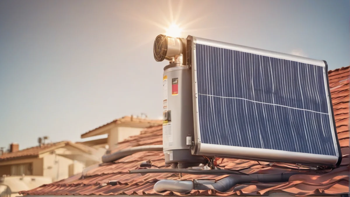 A certified solar water heater installed on a residential rooftop.