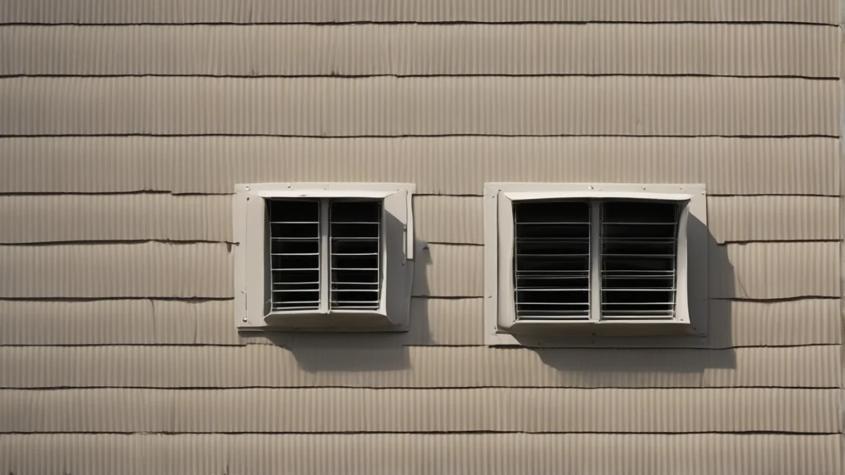 A fresh air intake duct opening with a protective screen