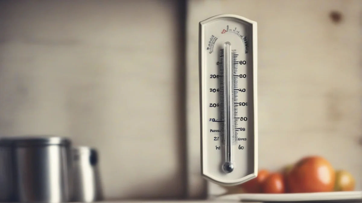 An old thermometer displaying Fahrenheit temperature readings.