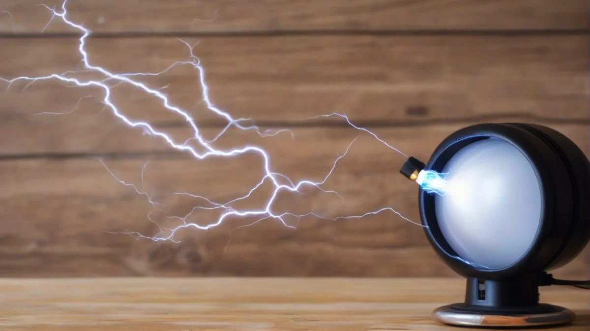 a device showing sparks of static electricity indoors