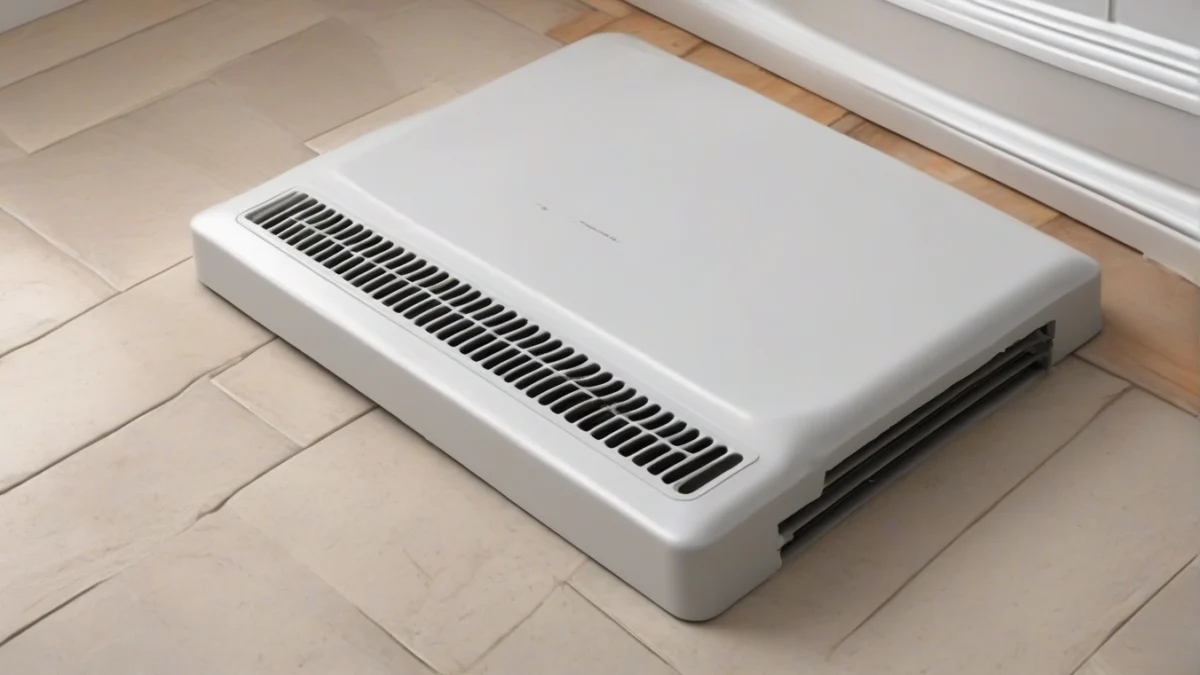 A close-up of a clean electric heater vent showing unobstructed airflow.