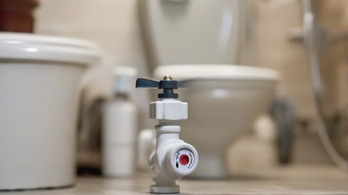 a close-up of a cold water shut-off valve connected to the heater