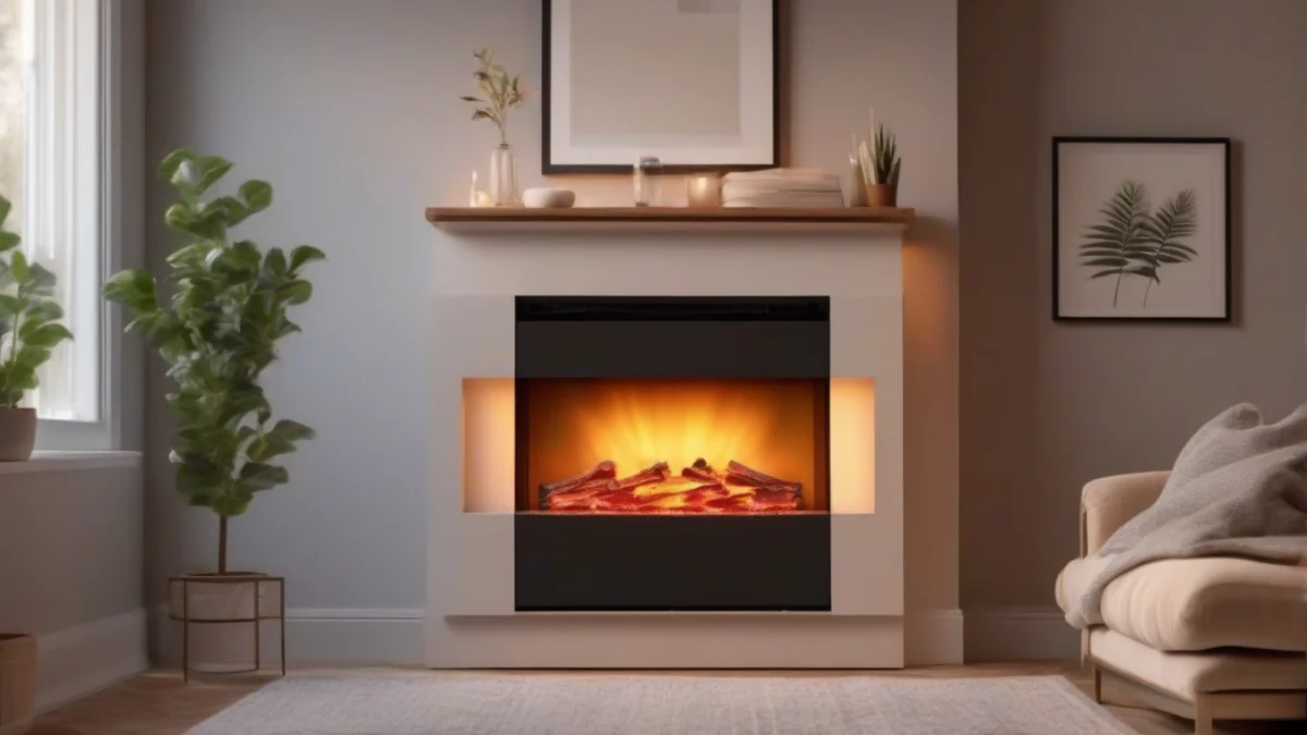 A modern electric fireplace providing warmth in a stylish living room