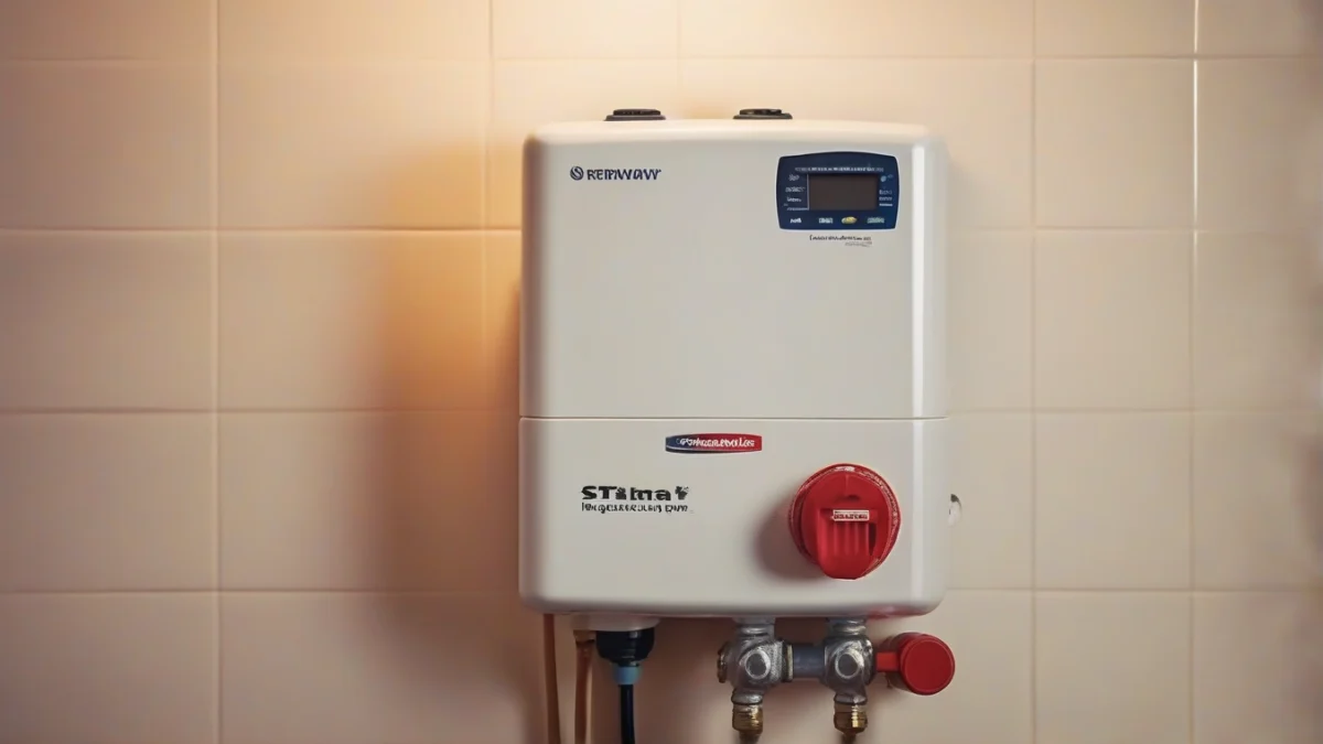 A hot water recirculating pump installed on a wall, ready to supply hot water.