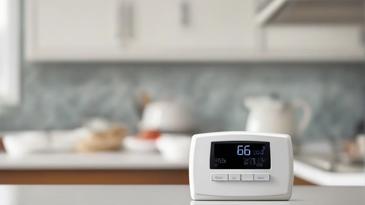 a digital thermostat showing time and temperature settings