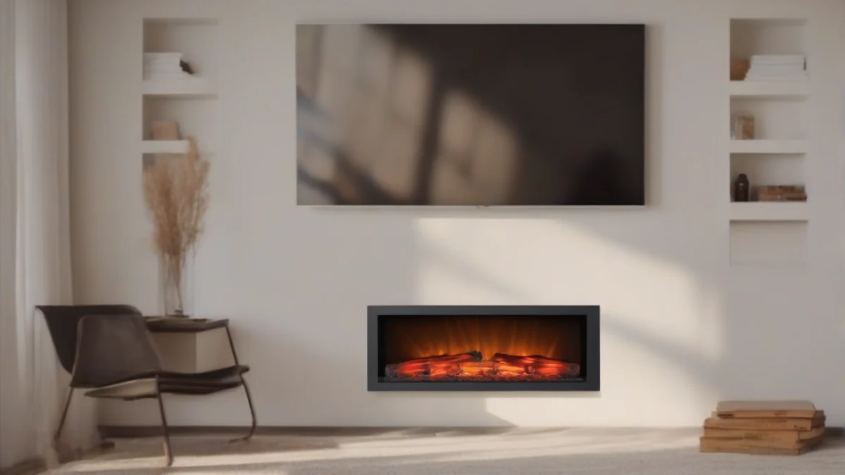 an electric fireplace insert fitted snugly in a brick fireplace