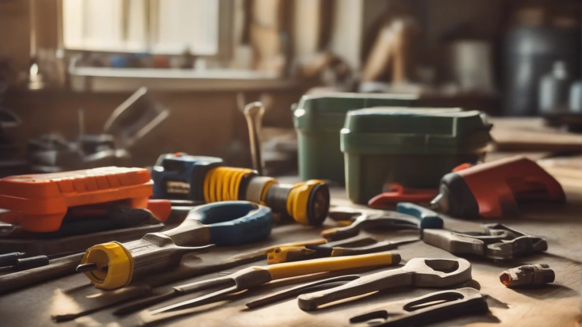 A collection of tools for servicing a propane boiler.