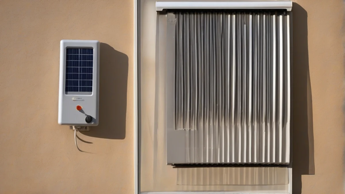 a solar air heater with a photovoltaic panel mounted on the wall