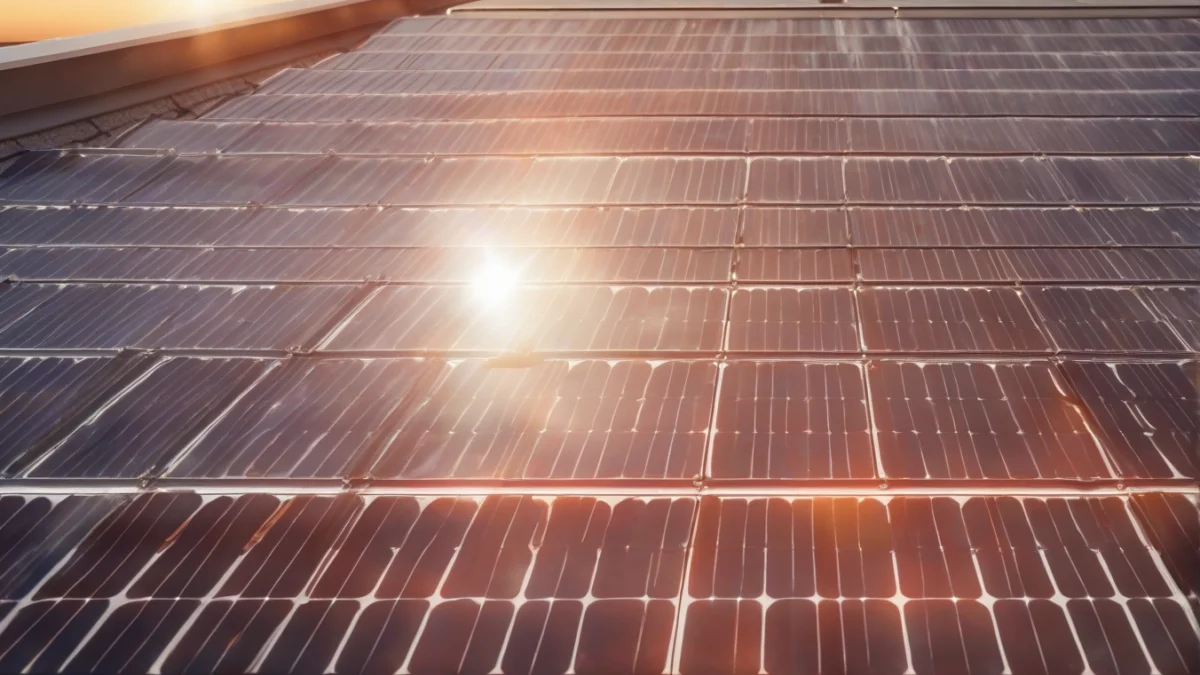 A solar heating panel installed on a rooftop capturing sunlight.