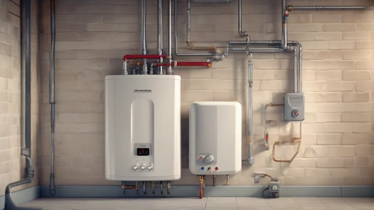 a modern tankless water heater installed on a wall