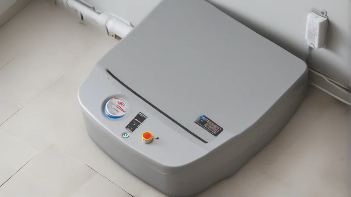 A corrosion-resistant drain pan positioned under a tankless water heater.