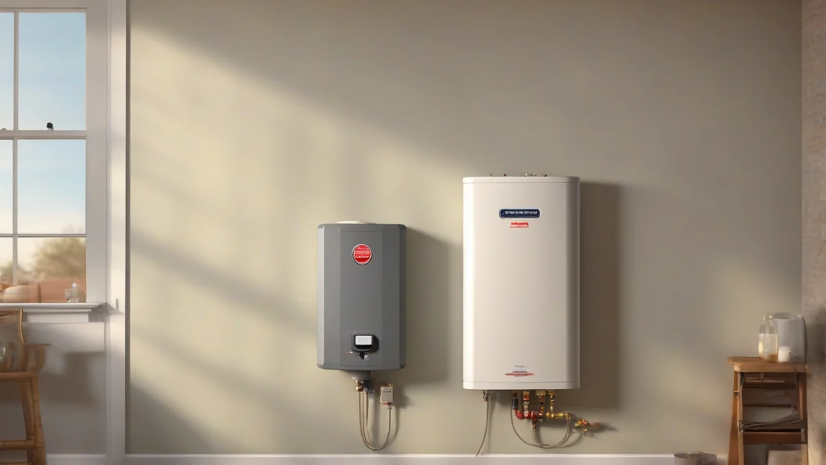 A sleek tankless electric water heater installed on a wall.