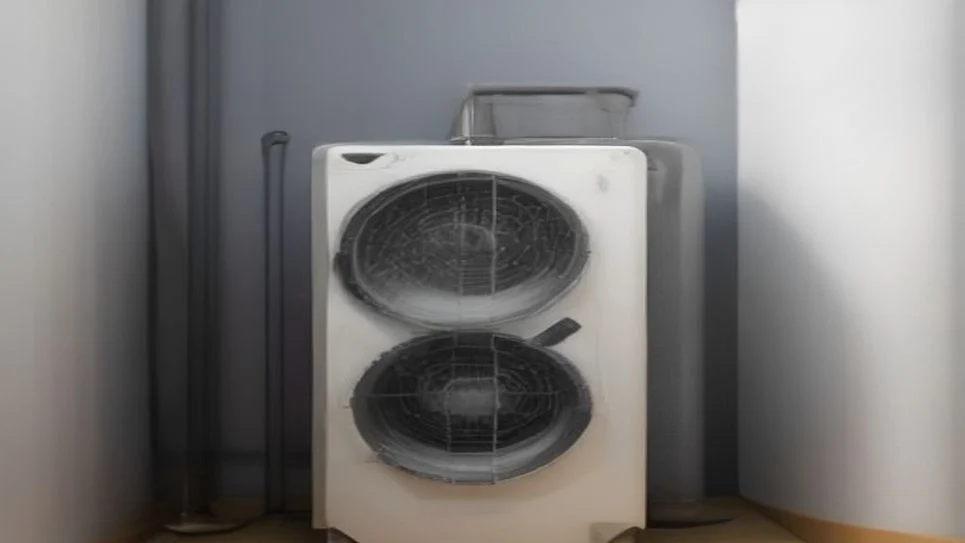 A heat pump water heater installed with adequate space around it