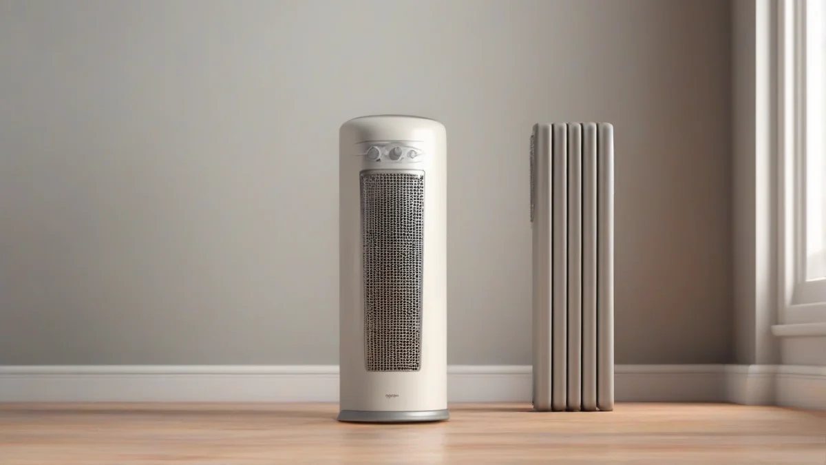 A WW7 yoga space heater positioned in a serene yoga studio.