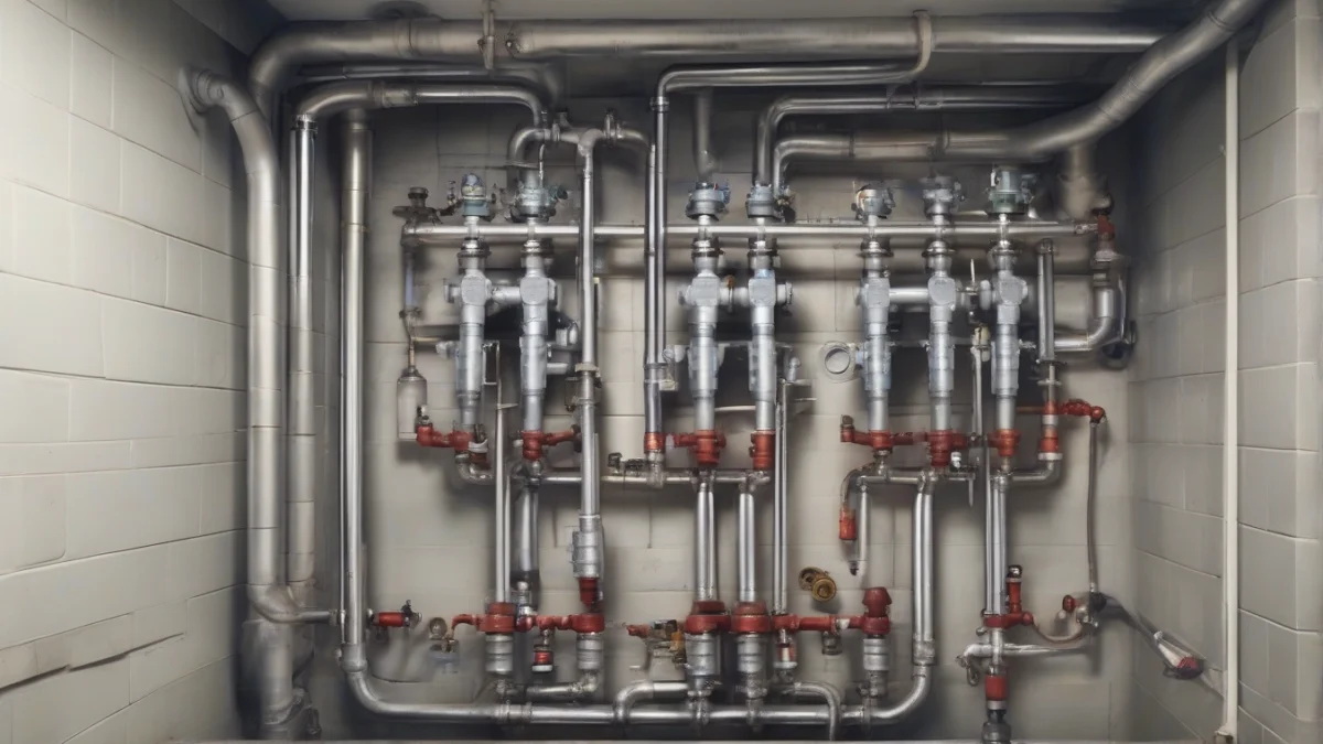 A neat manifold with properly placed valves for radiant floor heating.