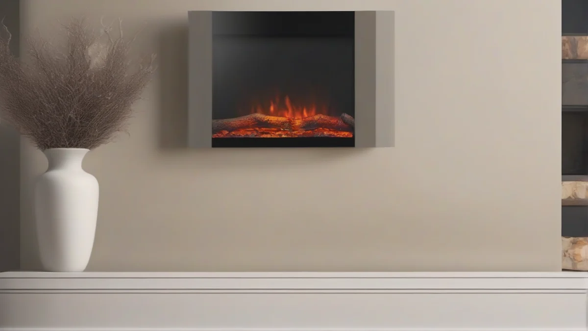 A colorful heat-safe decal applied to an electric fireplace mantel.