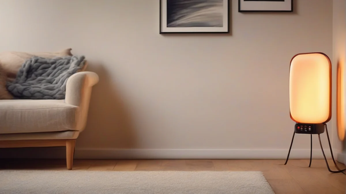 a wall-mounted convector heater in a well-lit living room