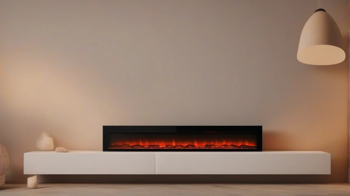 A close-up of an electric fireplace control panel with settings
