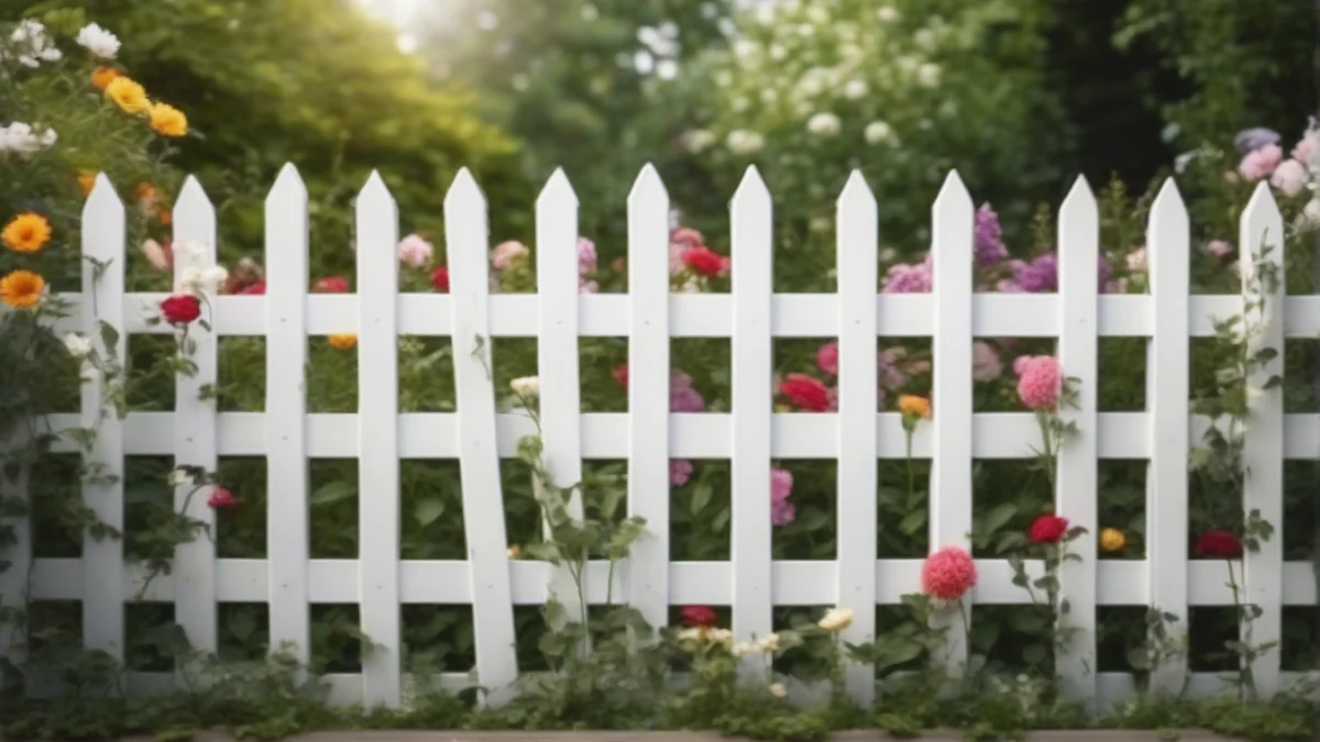 A white-painted wooden fence contrasting with greenery.
