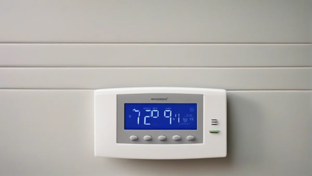 a digital thermostat displaying current temperature settings