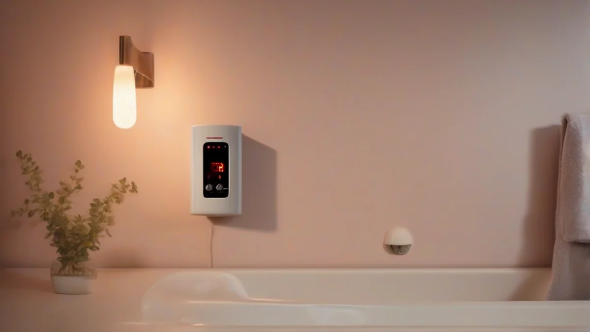 a sleek wall-mounted electric infrared heater installed