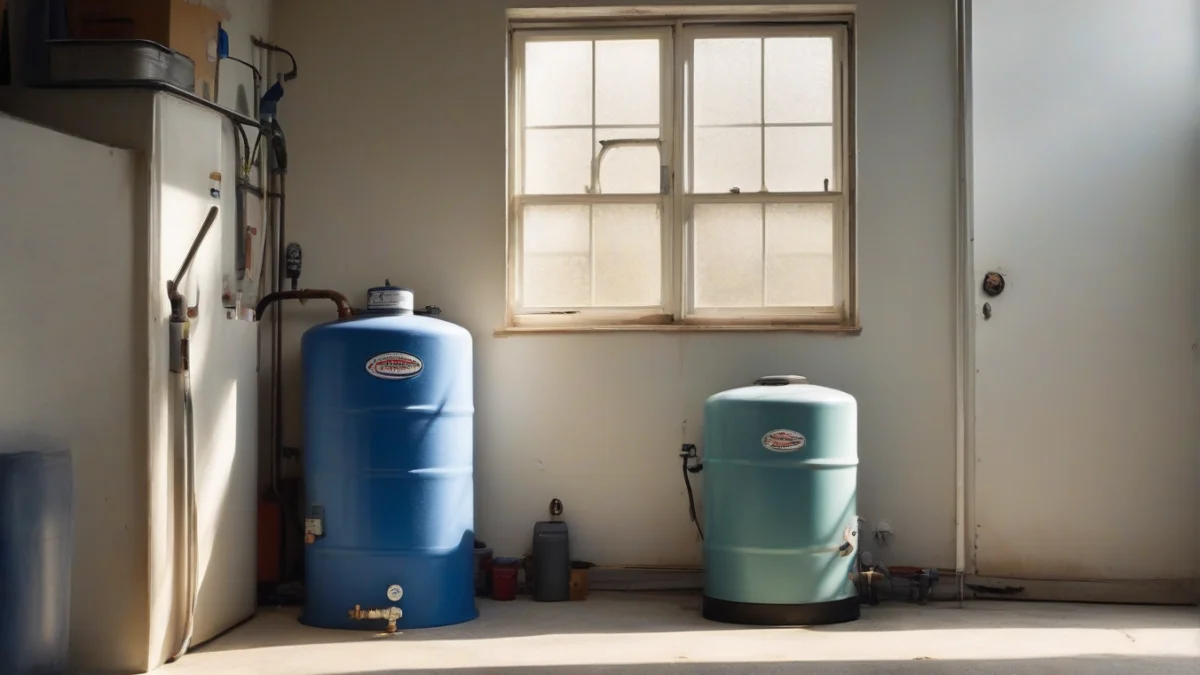 An older hot water tank showing signs of heat loss.