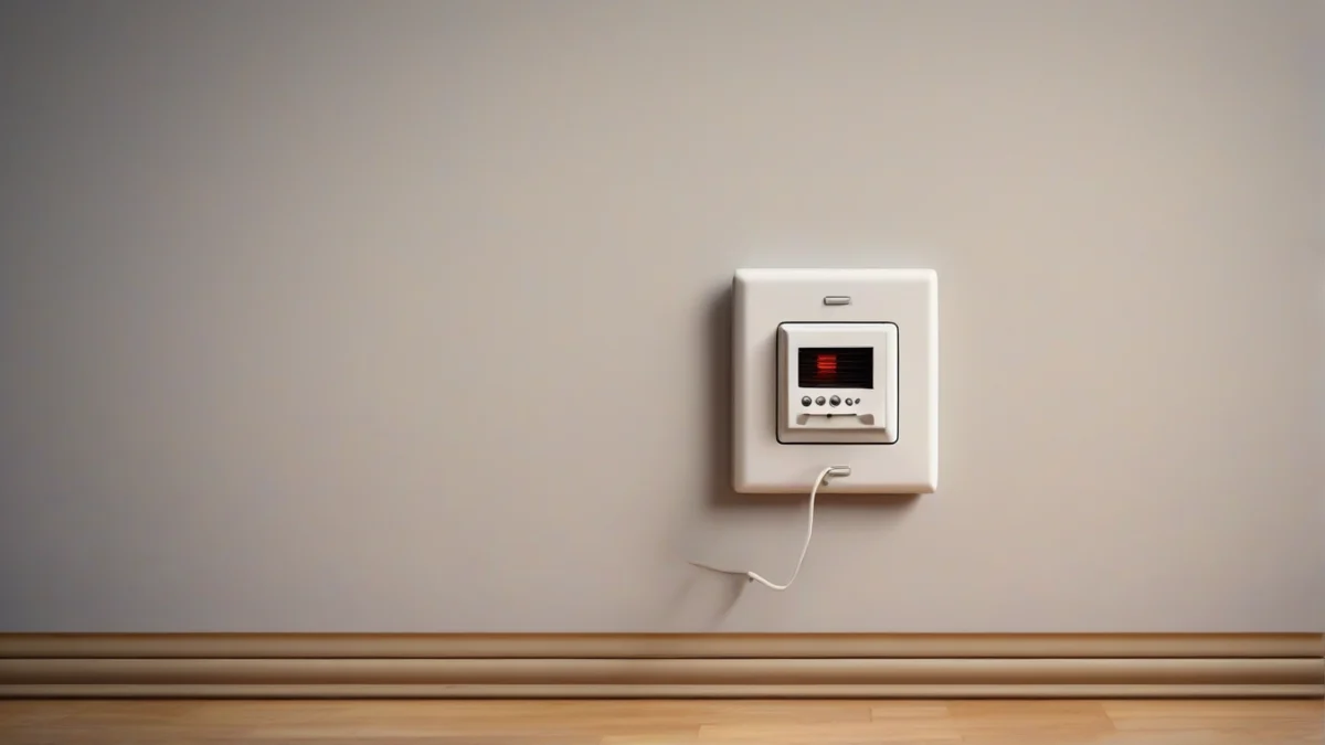 A space heater plugged directly into a wall outlet.