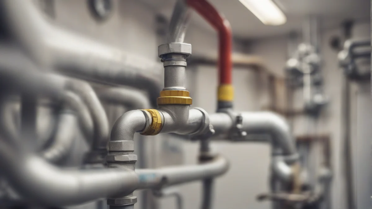 a close-up of gas piping connection with proper fittings