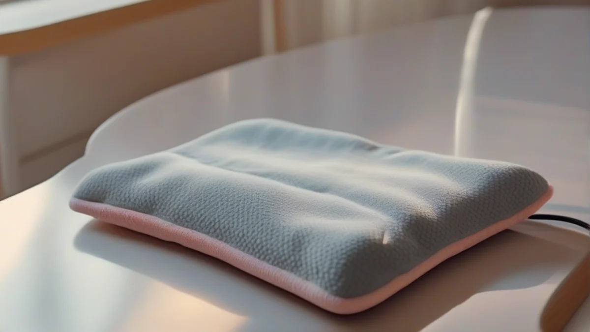 A close-up view of an infrared heating pad showing its texture and features.