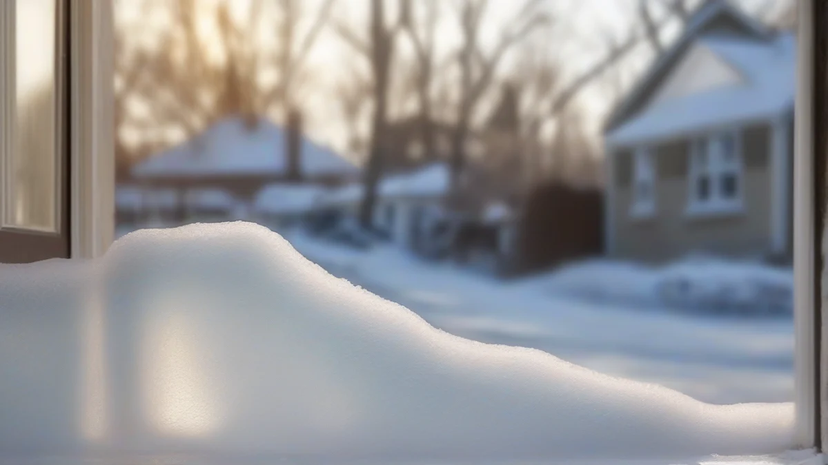 A frozen oil line leading into a house during winter.