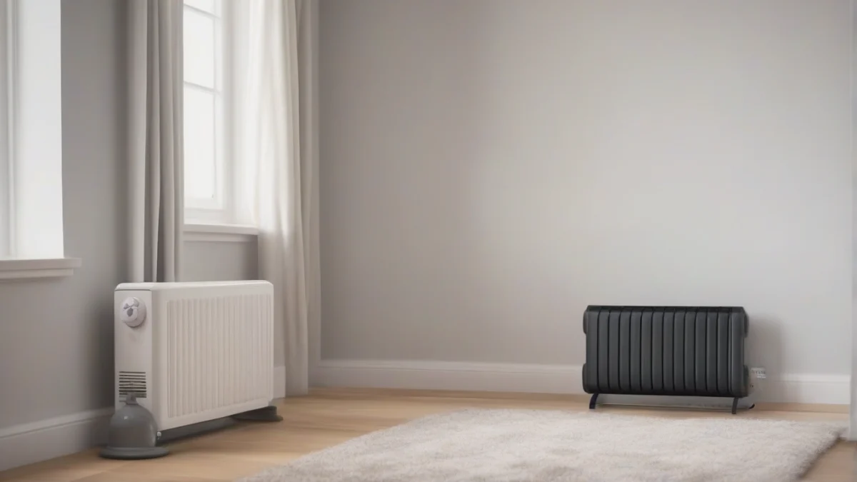 A natural gas wall heater installed in a stylish bedroom