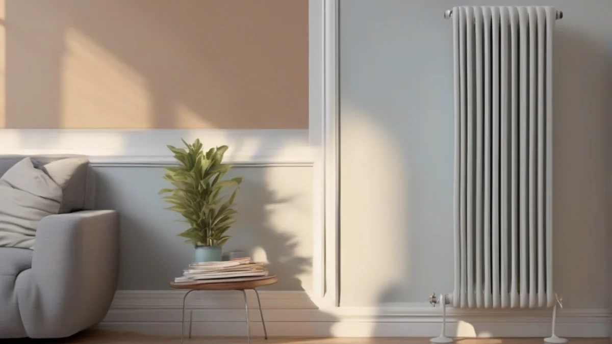 a refurbished central heating radiator with fresh paint