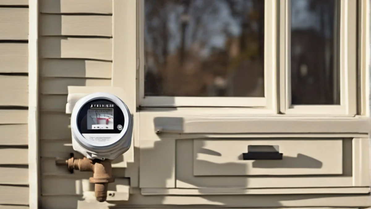 A natural gas meter showing usage at a home.