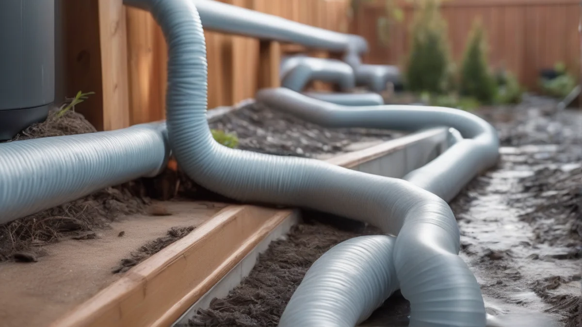 Insulated water lines running from the heater, protected from the elements.