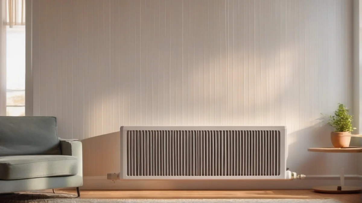 A modern electric wall heater installed in a home setting.