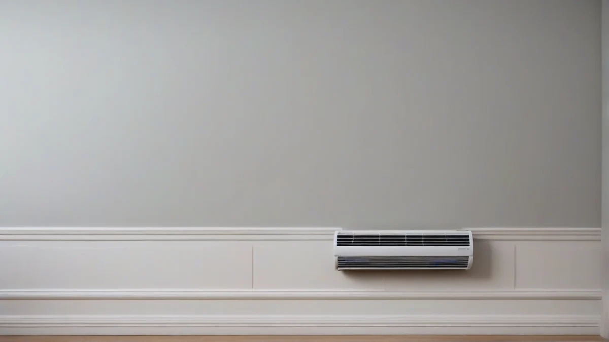 a wall-mounted electric heater installed in a living room