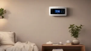 Set up remote control for heating a smart thermostat on a wall